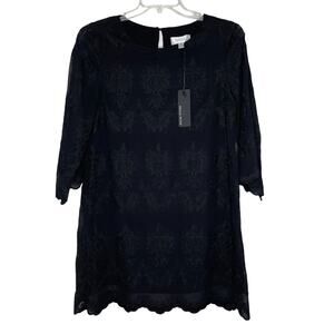 Shilla Black Sheer Embroidered Lace Dress Australia Size M NEW Women's